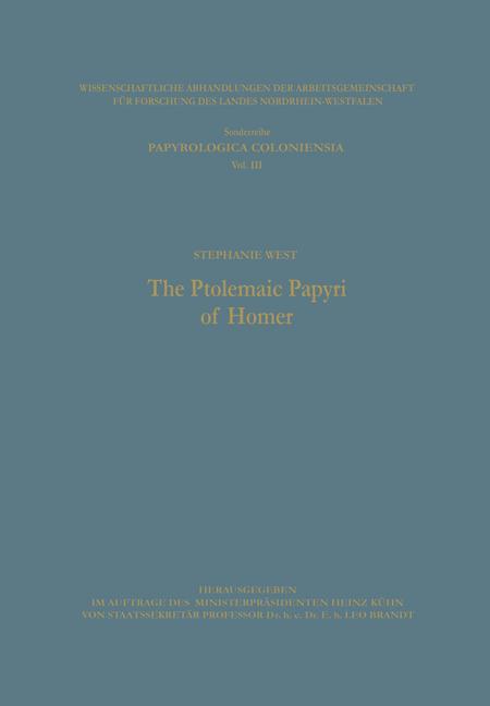 Cover: 9783663199960 | The Ptolemaic Papyri of Homer | Stephanie West | Taschenbuch | 294 S.