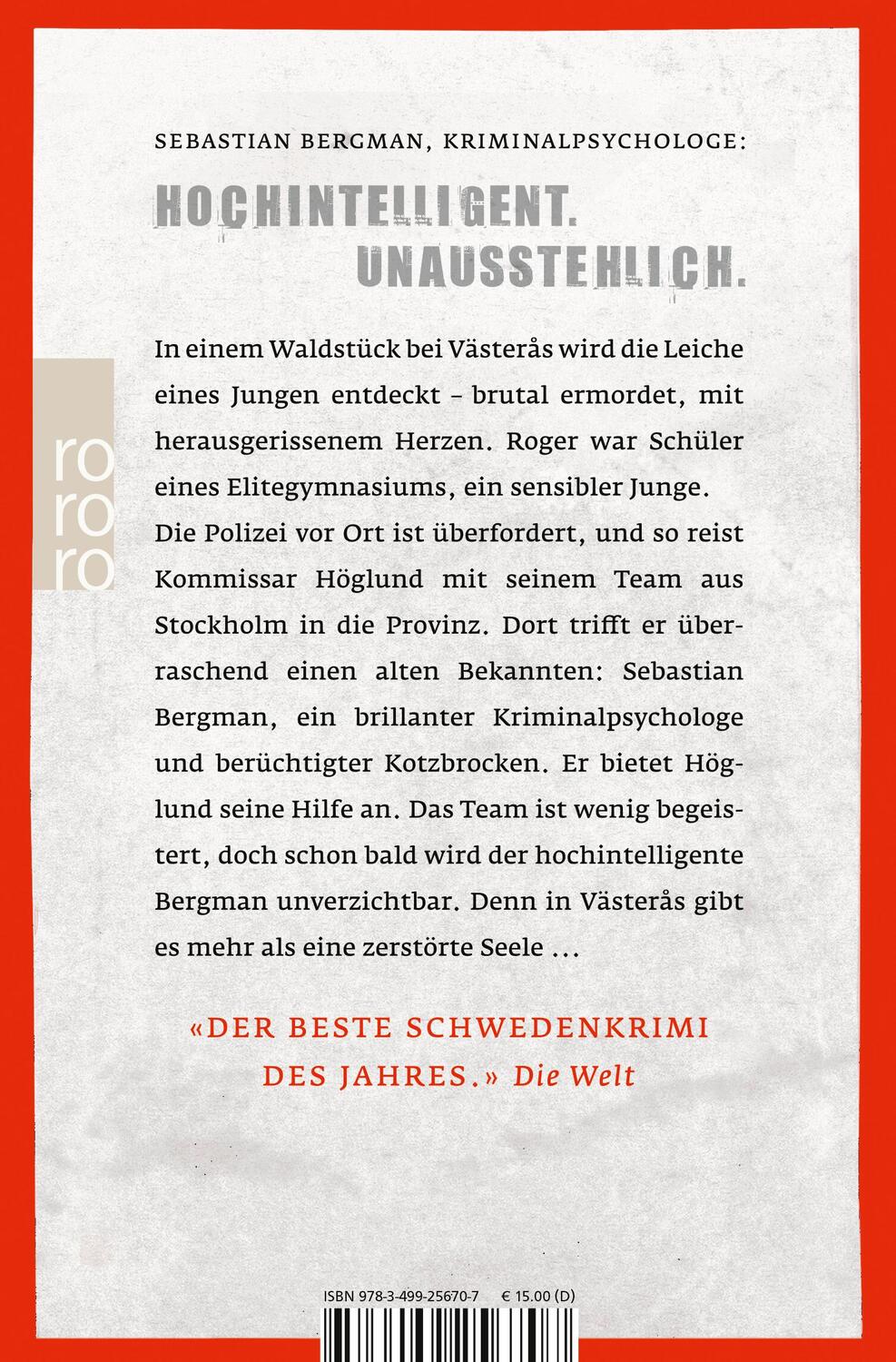 Rückseite: 9783499256707 | Der Mann, der kein Mörder war | Ein Fall für Sebastian Bergman | Buch