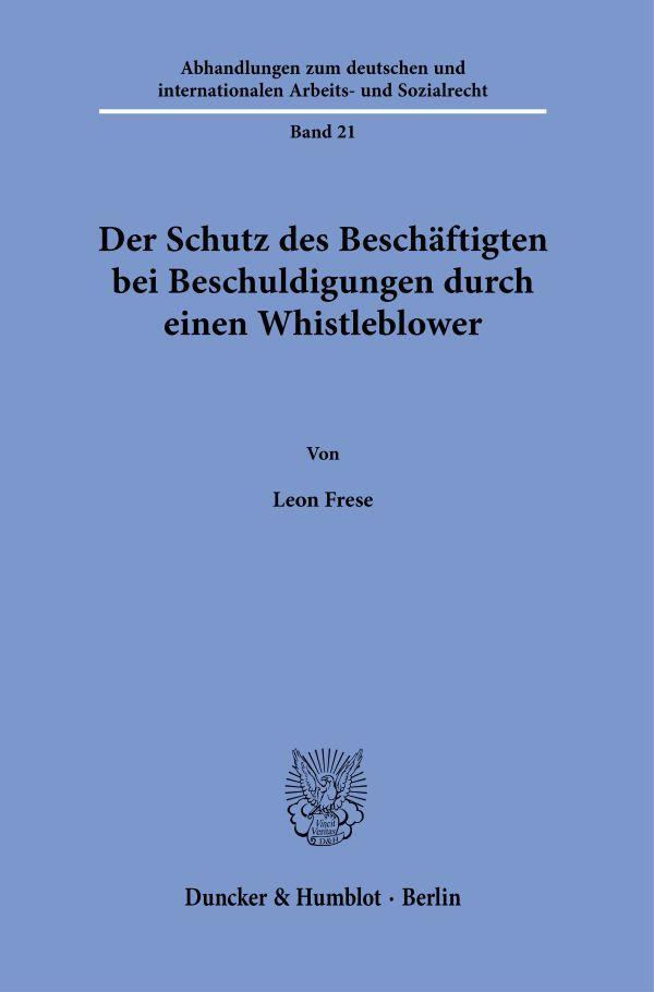 Cover: 9783428191925 | Der Schutz des Beschäftigten bei Beschuldigungen durch einen...