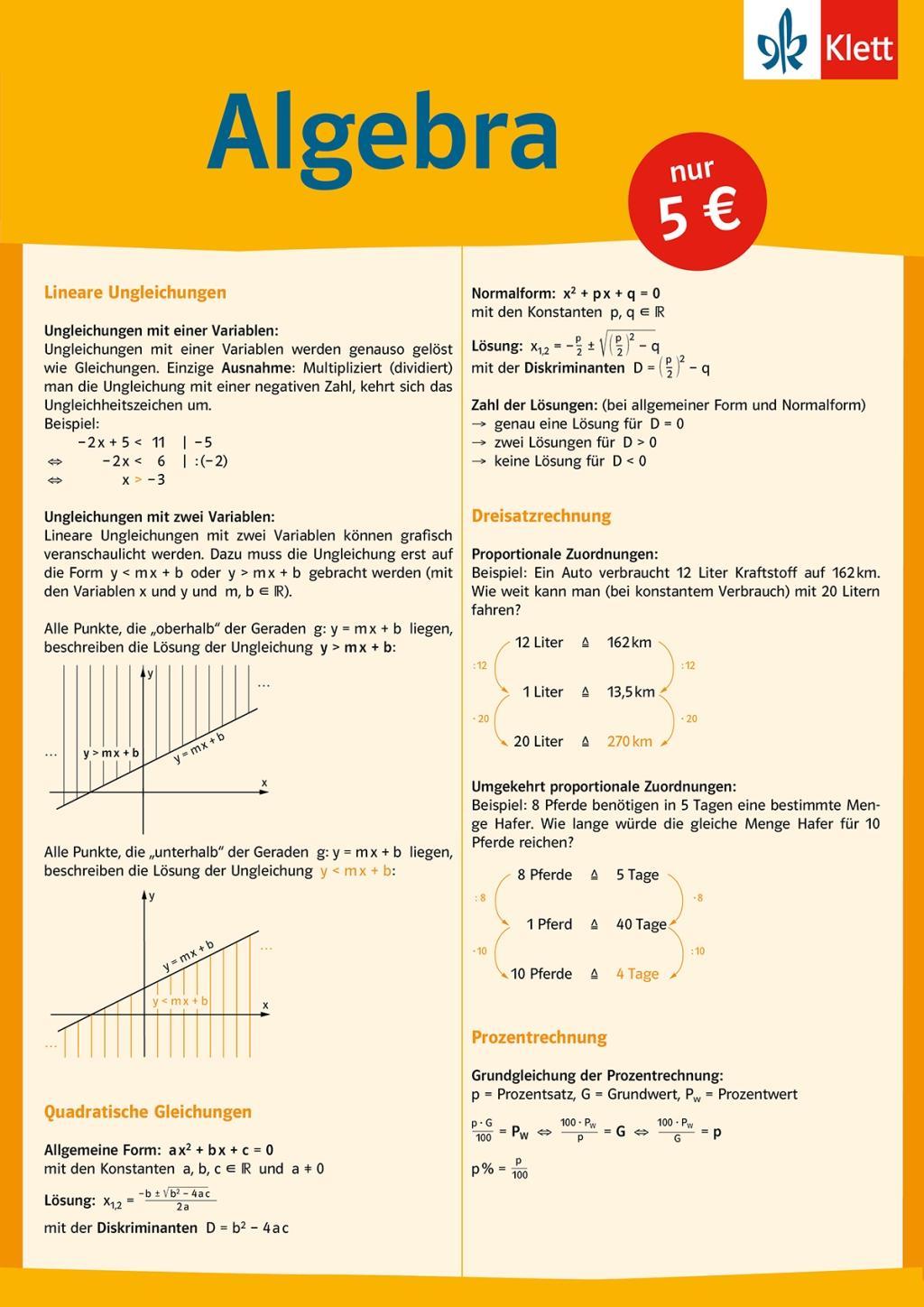 Cover: 9783129203323 | Mathematik auf einen Blick Algebra | Auf einen Blick | Rainer Hild