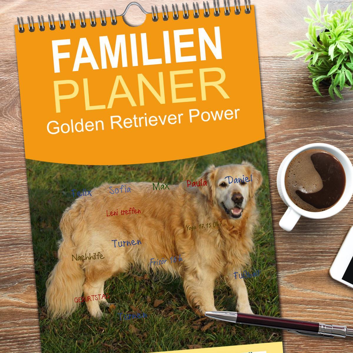 Bild: 9783457118184 | Familienplaner 2025 - Golden Retriever Power mit 5 Spalten...