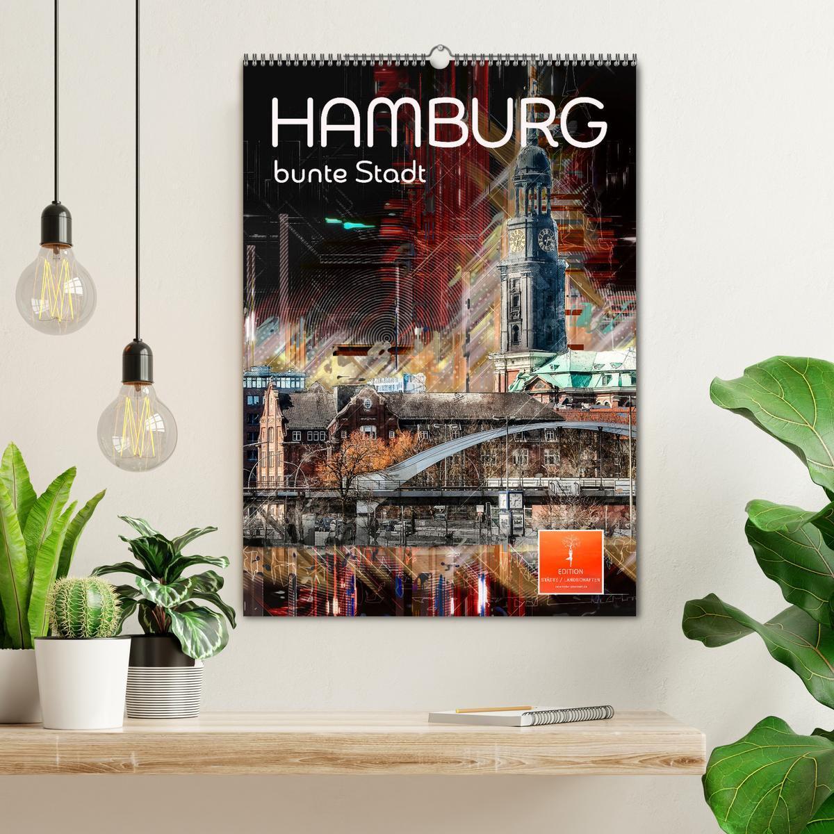 Bild: 9783435908172 | Hamburg bunte Stadt (Wandkalender 2025 DIN A2 hoch), CALVENDO...