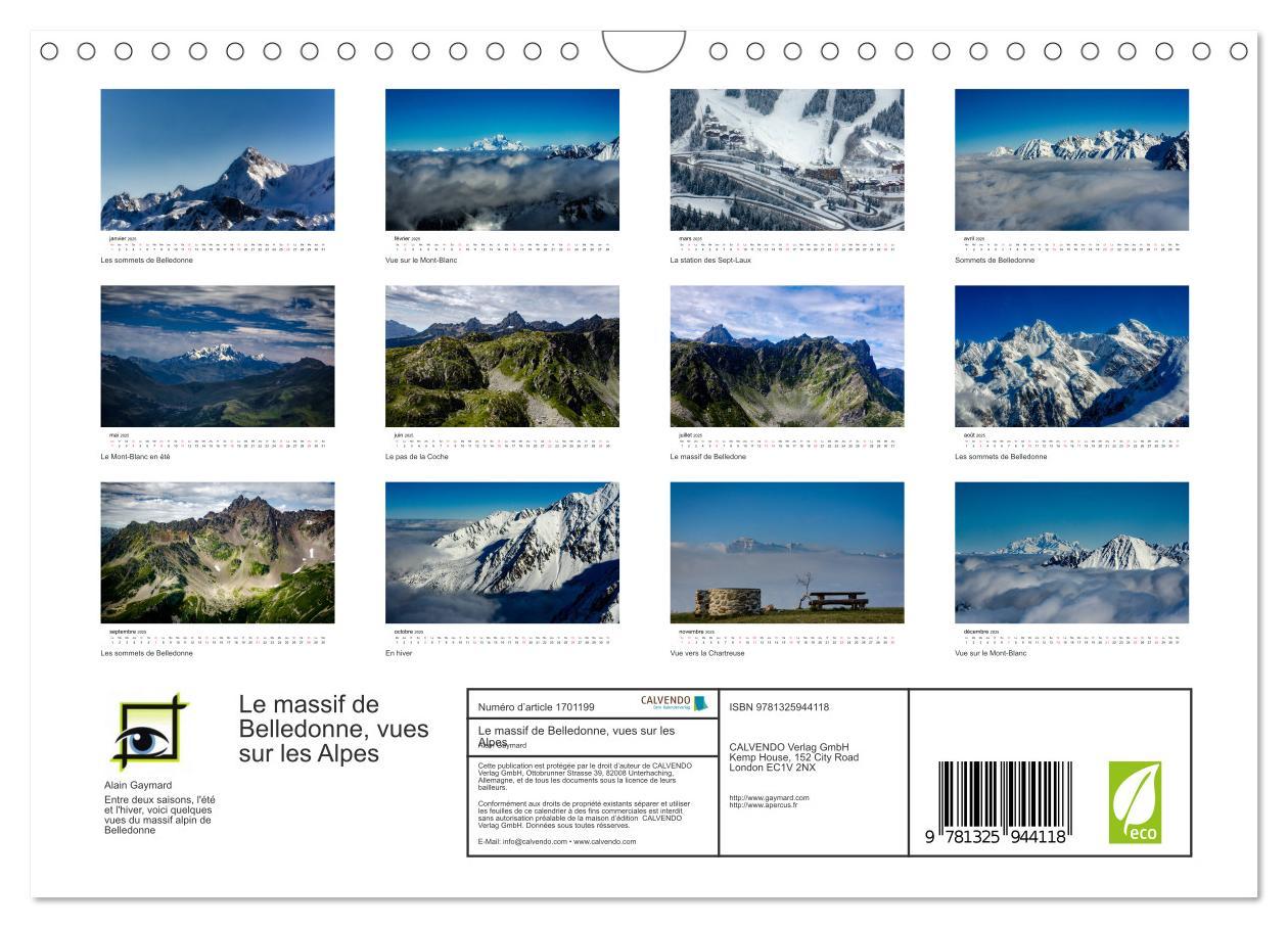 Bild: 9781325944118 | Le massif de Belledonne, vues sur les Alpes (Calendrier mural 2025...