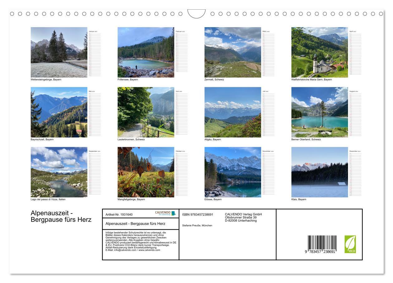 Bild: 9783457238691 | Alpenauszeit - Bergpause fürs Herz (Wandkalender 2025 DIN A3 quer),...