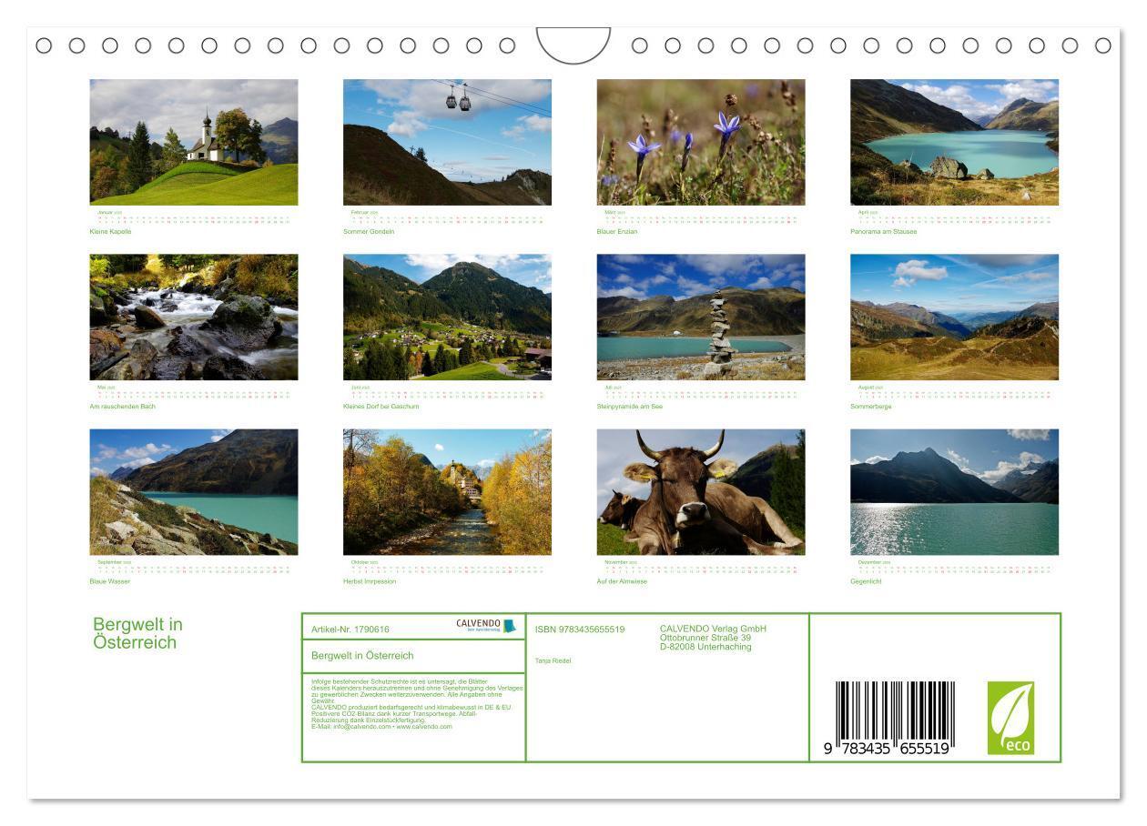 Bild: 9783435655519 | Bergwelt in Österreich (Wandkalender 2025 DIN A4 quer), CALVENDO...