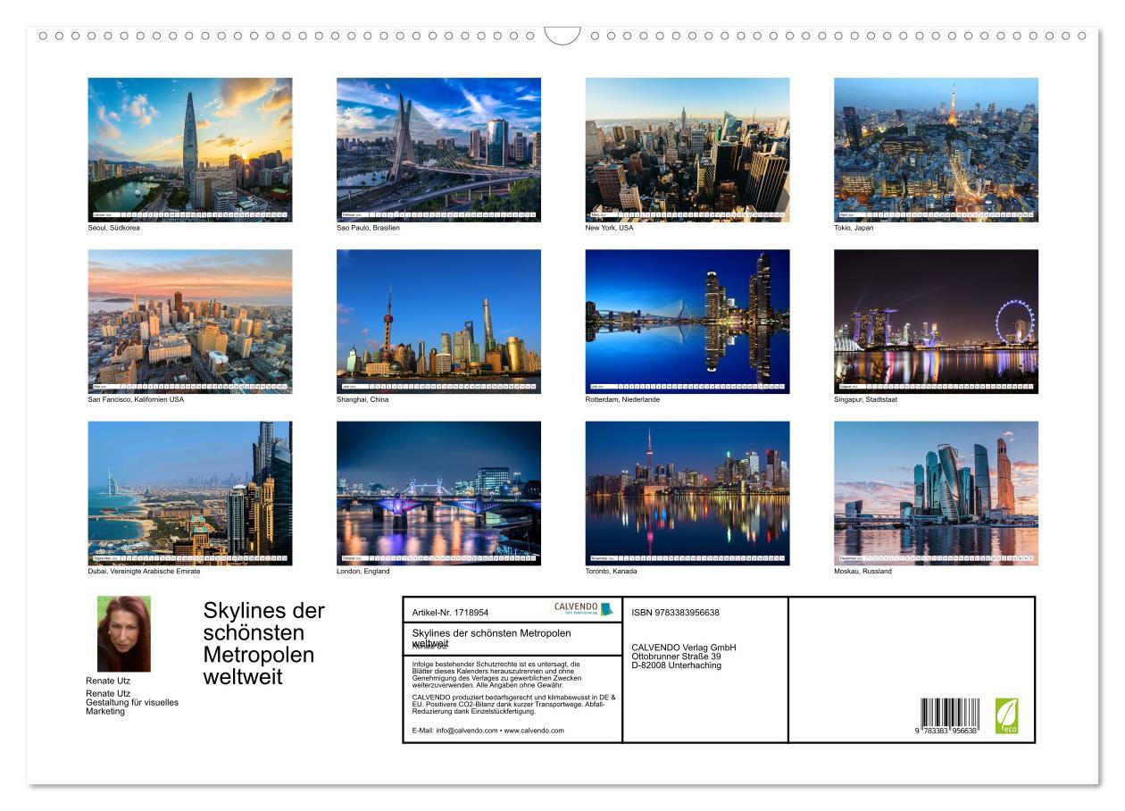 Bild: 9783383956638 | Skylines der schönsten Metropolen weltweit (Wandkalender 2025 DIN...