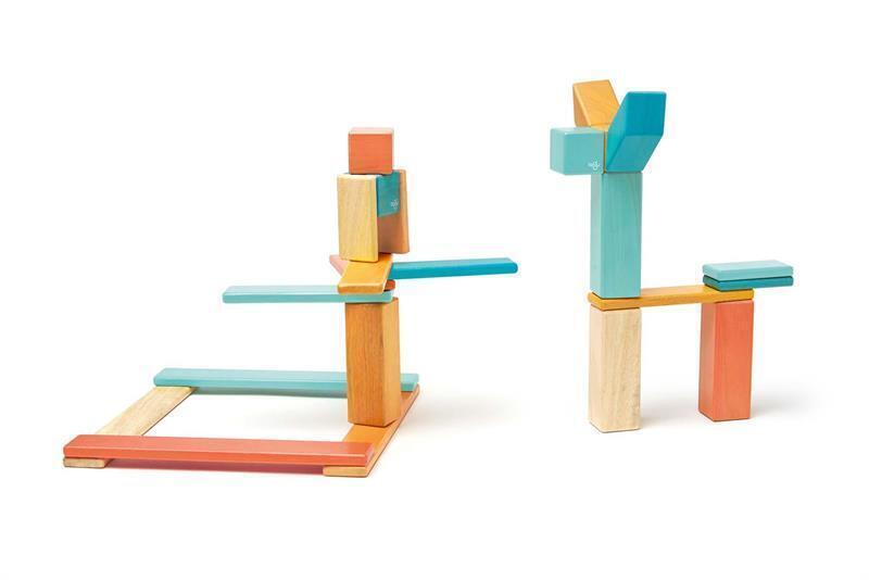 Bild: 853606003896 | 24 Magnetische Holzbausteine orange blau | Stück | 2021 | tegu