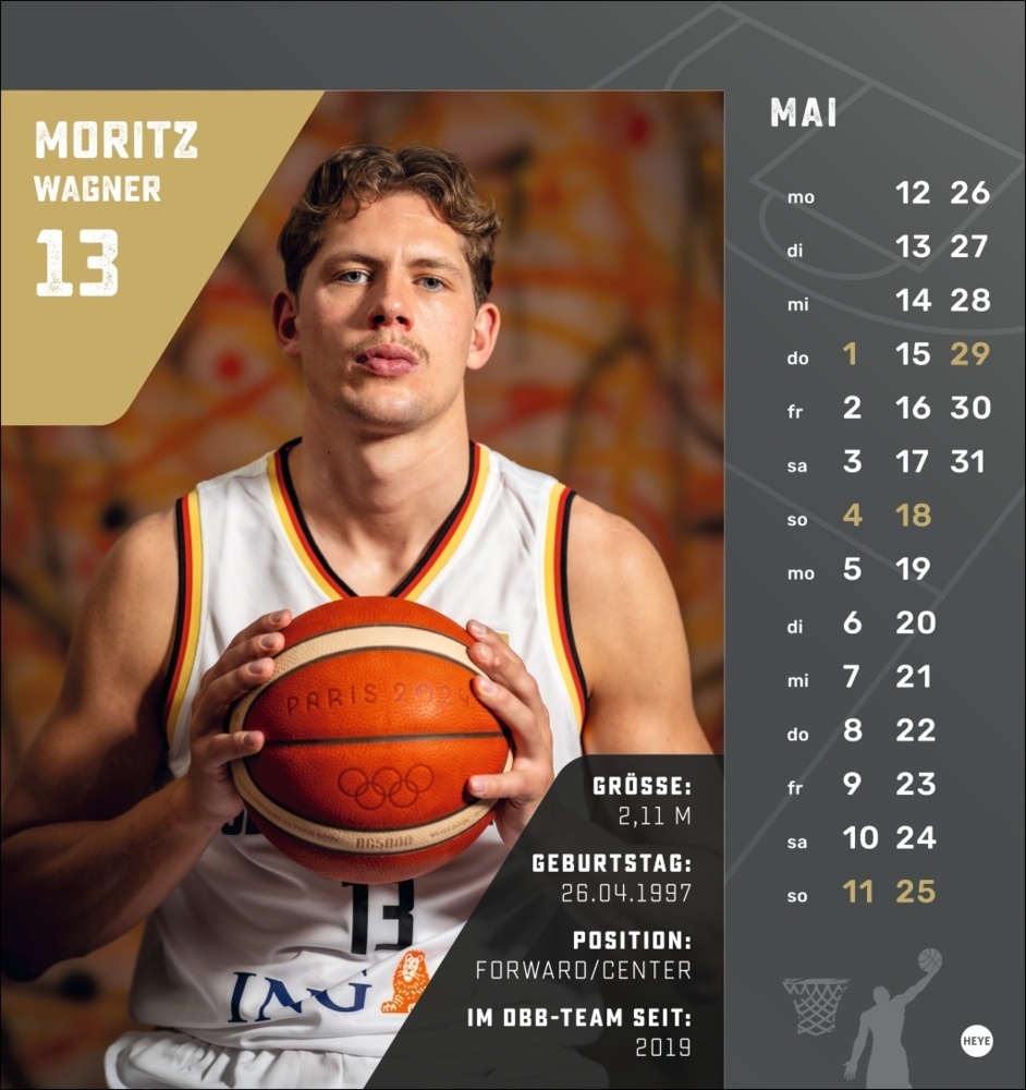 Bild: 9783756413317 | DBB Basketball Postkartenkalender 2025 | Kalender | Spiralbindung