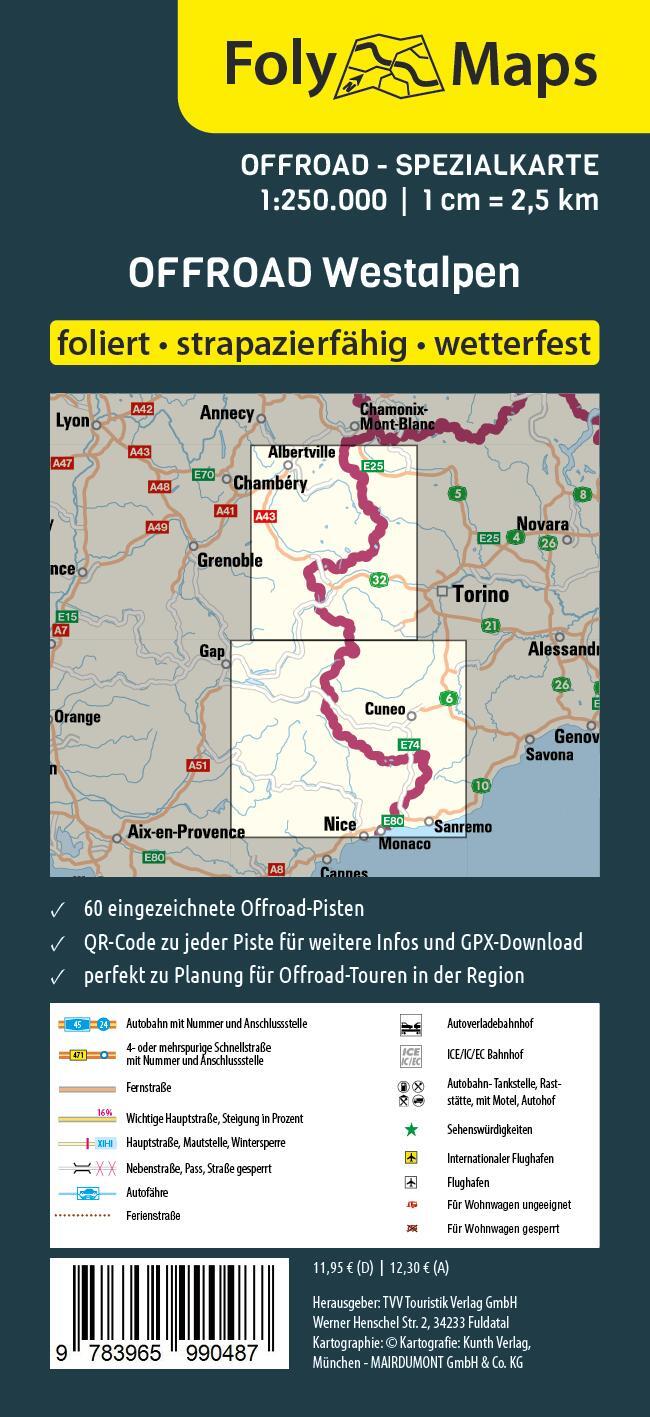 Rückseite: 9783965990487 | FolyMaps OFFROAD Westalpen 1:250 000 | GmbH (u. a.) | (Land-)Karte