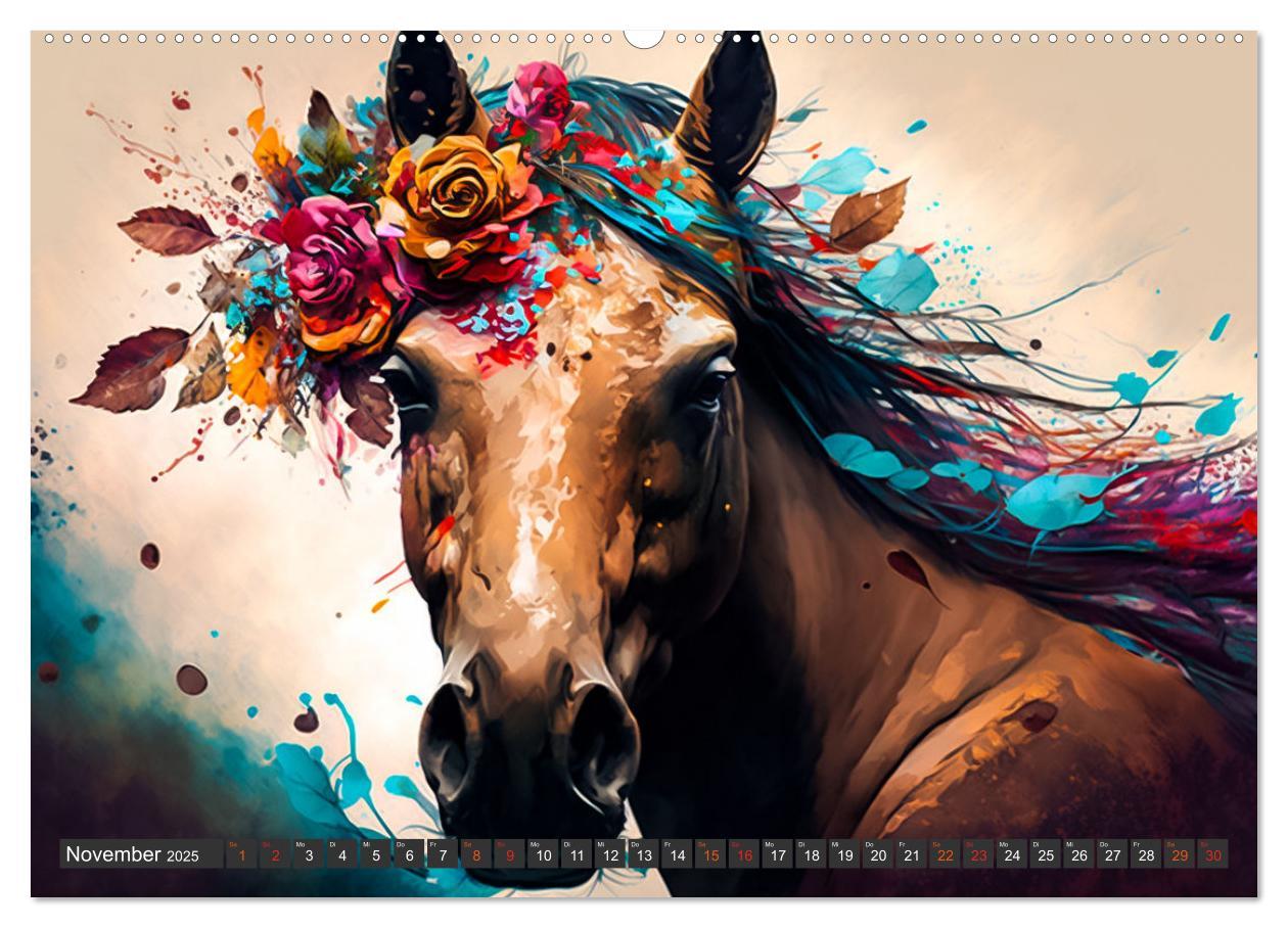 Bild: 9783383912757 | Pferde und Blumen (Wandkalender 2025 DIN A2 quer), CALVENDO...