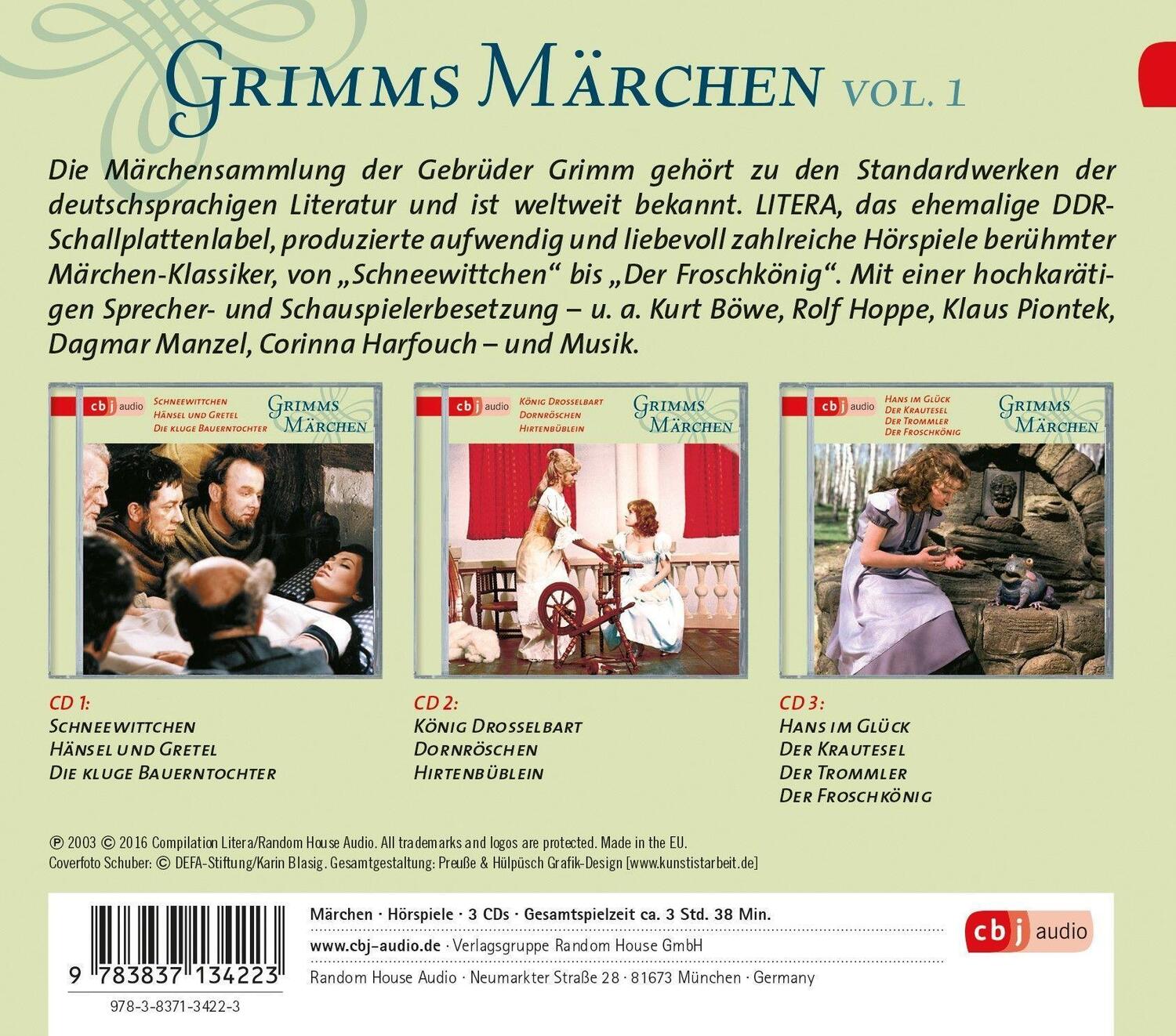 Bild: 9783837134223 | Grimms Märchen Box 1 | Jacob Grimm (u. a.) | Audio-CD | 3 Audio-CDs