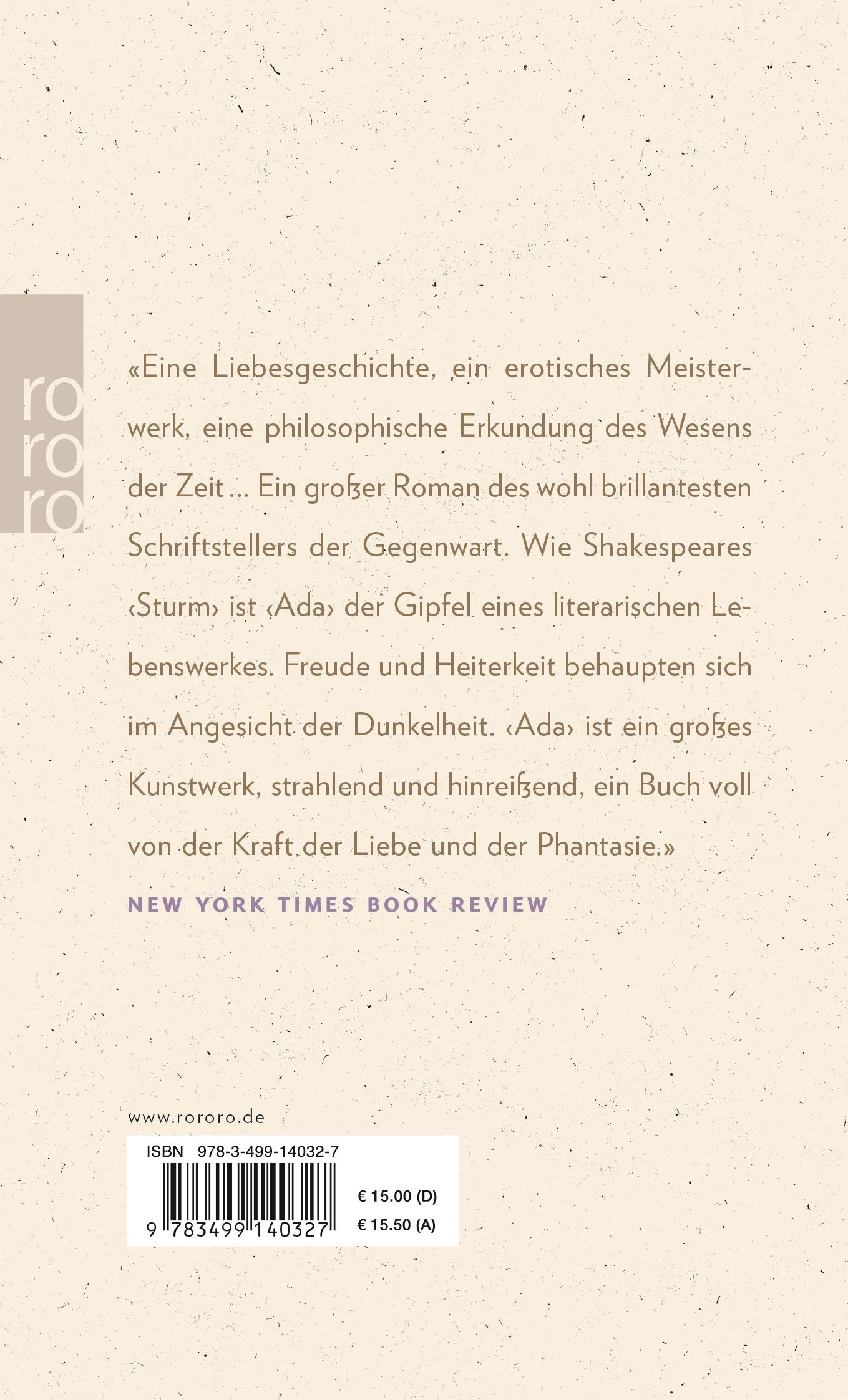 Rückseite: 9783499140327 | Ada oder Das Verlangen | Eine Familienchronik | Vladimir Nabokov