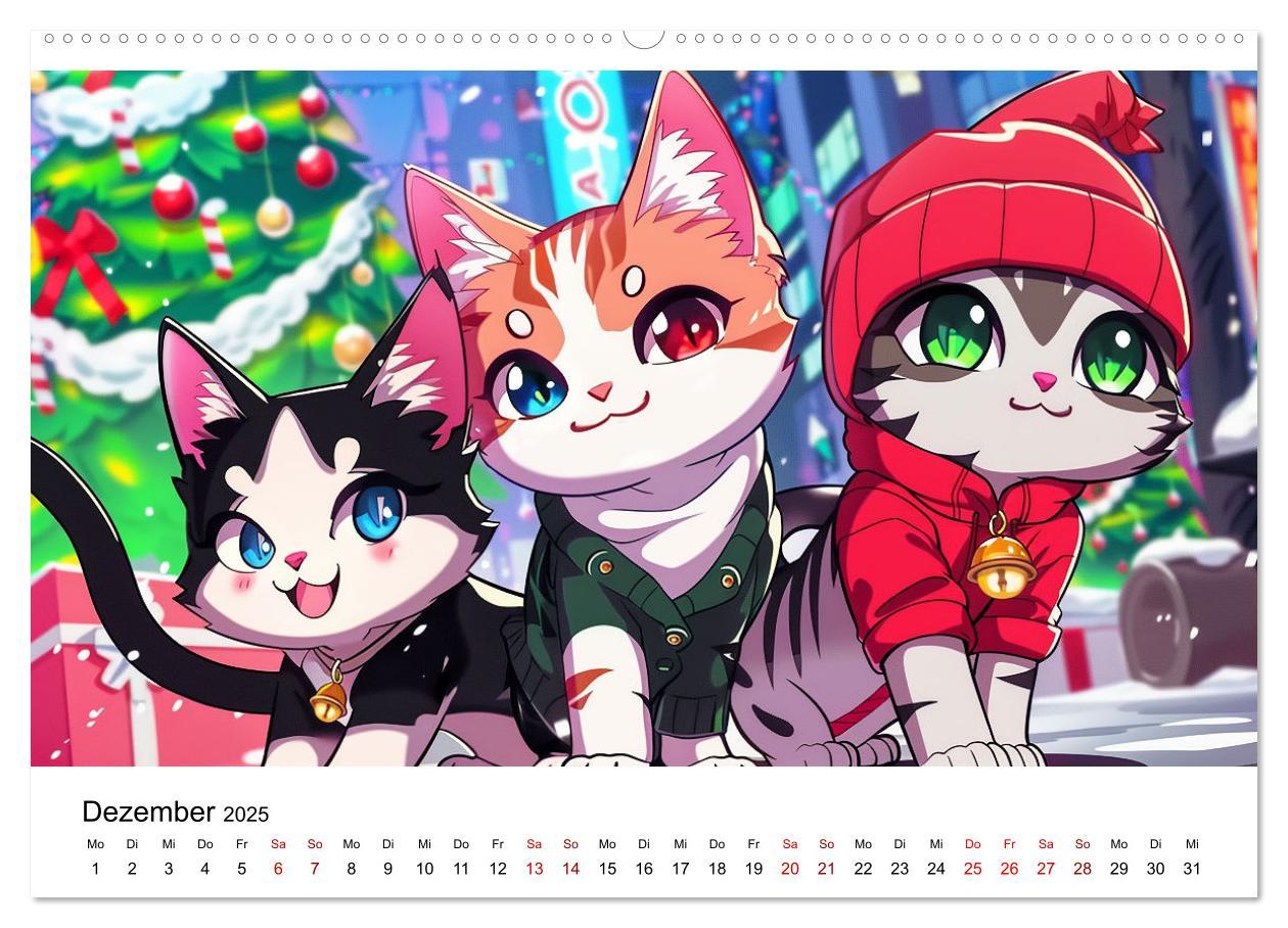 Bild: 9783457138779 | Anime Cats (Wandkalender 2025 DIN A2 quer), CALVENDO Monatskalender