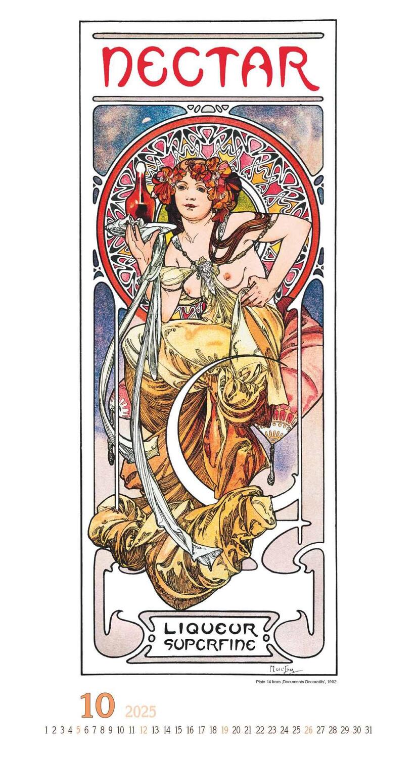 Bild: 4251732344009 | Alfons Mucha 2025 - Bild-Kalender 33x60 cm - Kunstkalender - mit...