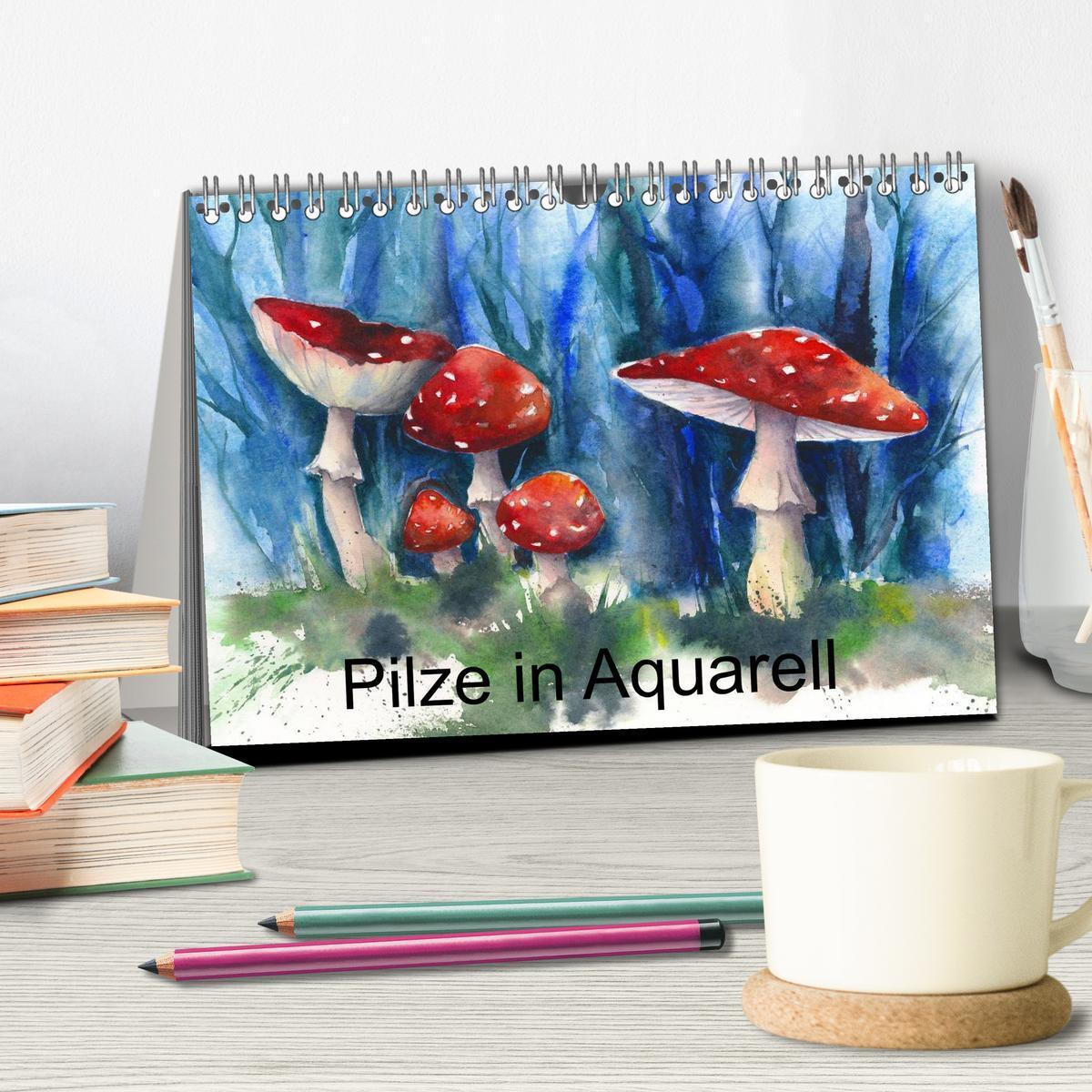 Bild: 9783435593545 | Pilze in Aquarell (Tischkalender 2025 DIN A5 quer), CALVENDO...