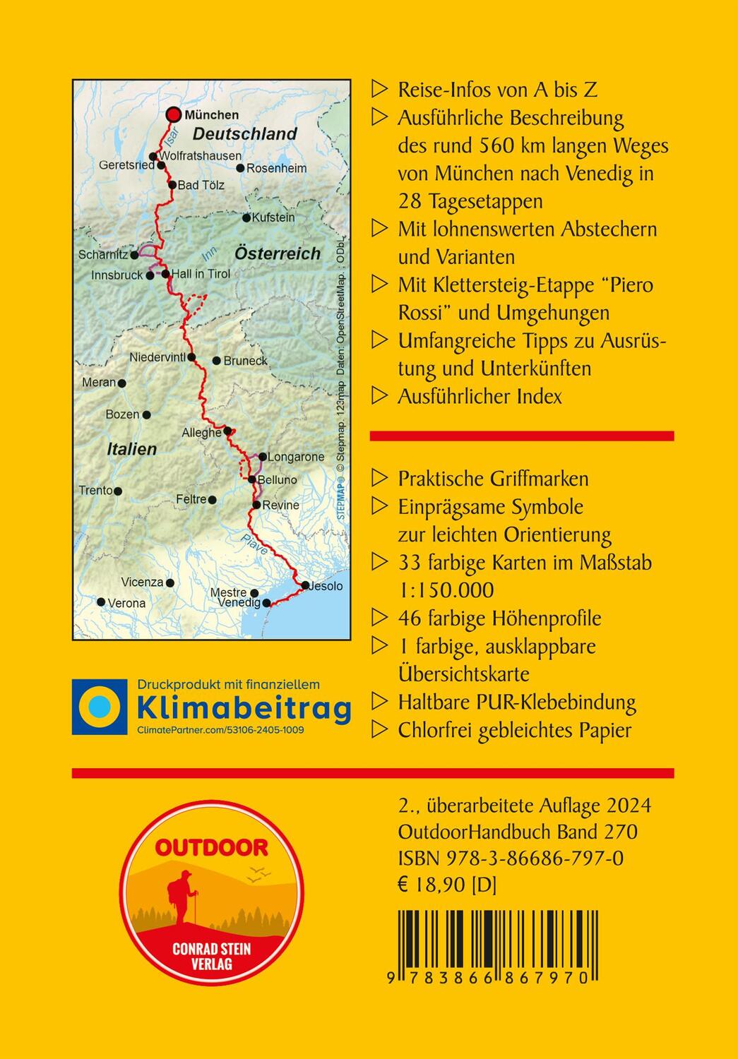 Rückseite: 9783866867970 | München - Venedig | über die Alpen in 28 Etappen | Christian K. Rupp