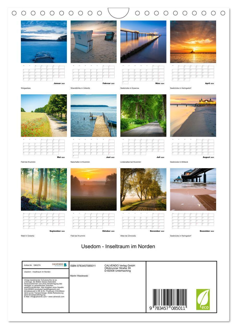 Bild: 9783457085011 | Usedom - Inseltraum im Norden (Wandkalender 2025 DIN A4 hoch),...