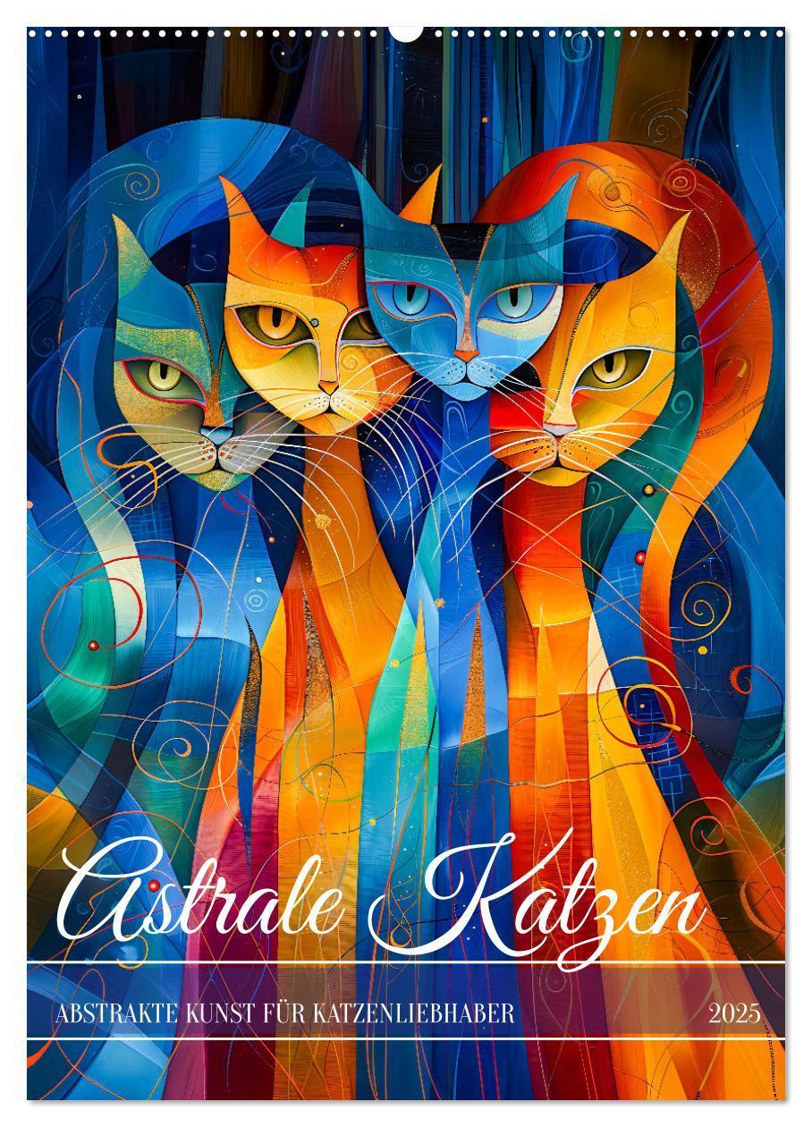 Cover: 9783457172193 | Astrale Katzen - Abstrakte Kunst für Katzenliebhaber (Wandkalender...