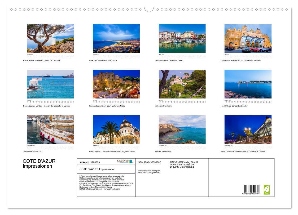 Bild: 9783435592807 | COTE D'AZUR Impressionen (Wandkalender 2025 DIN A2 quer), CALVENDO...