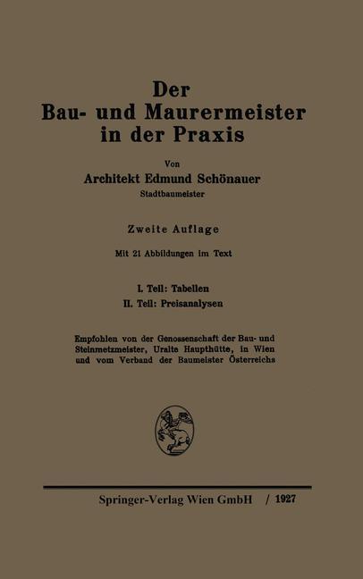 Cover: 9783709123447 | Der Bau- und Maurermeister in der Praxis | Edmund Schönauer | Buch