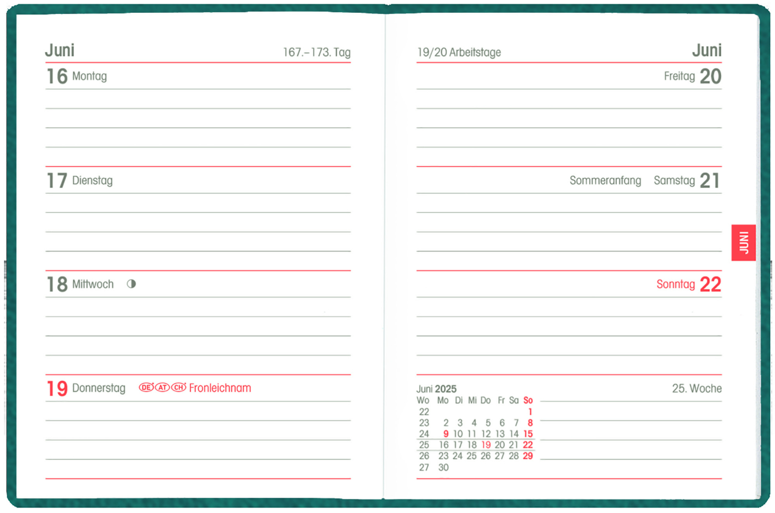 Bild: 4006928024964 | Taschenkalender türkis 2025 - Büro-Kalender 8,3x10,7- 1W/2S -...