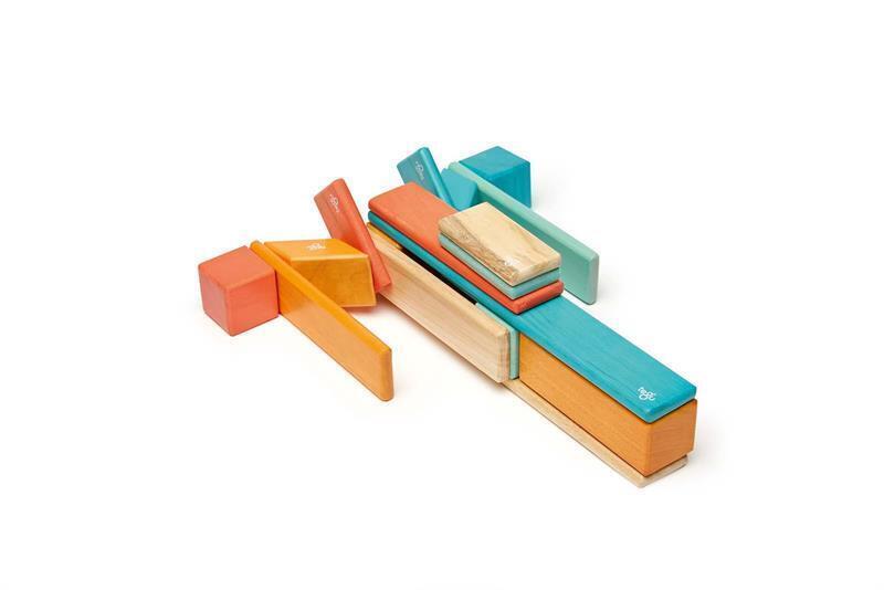 Bild: 853606003896 | 24 Magnetische Holzbausteine orange blau | Stück | 2021 | tegu