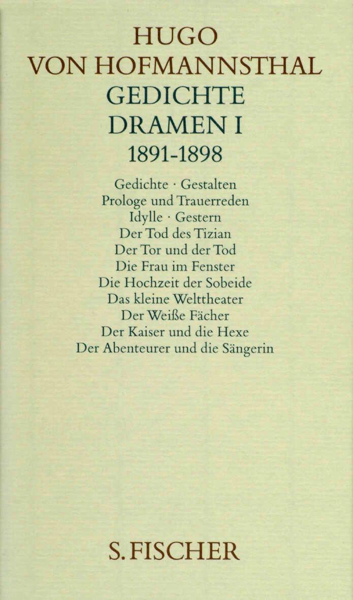 Cover: 9783100315410 | Gedichte, Dramen I (1891 - 1898) | Hugo Von Hofmannsthal | Buch | 1986