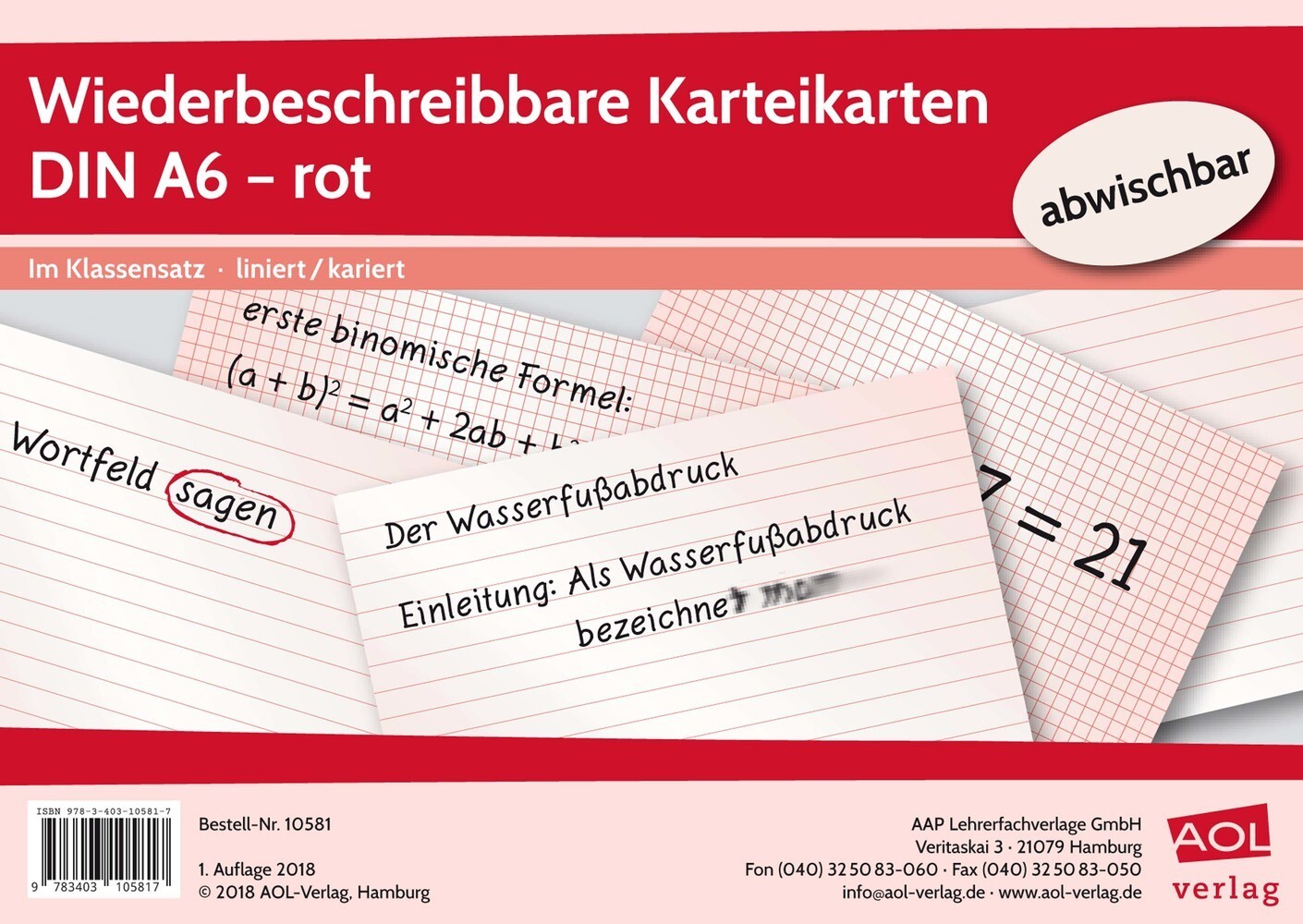 Cover: 9783403105817 | Wiederbeschreibbare Karteikarten DIN A6 - rot | Box | 2018 | Scolix