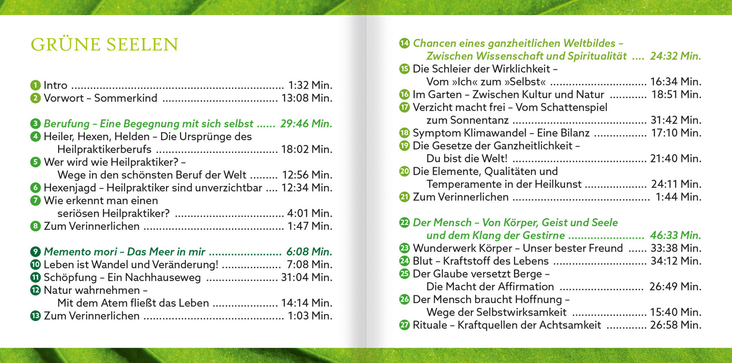 Bild: 9783863746018 | Grüne Seelen. Über die Weisheit der Natur, m. 1 Buch, 1 Audio-CD | MP3