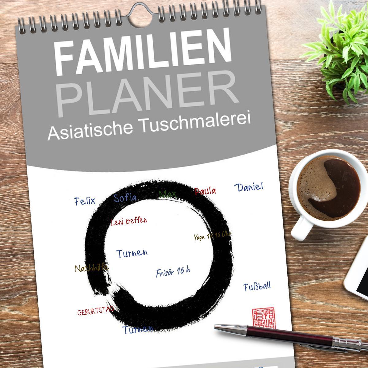 Bild: 9783457121047 | Familienplaner 2025 - Asiatische Tuschmalerei mit 5 Spalten...