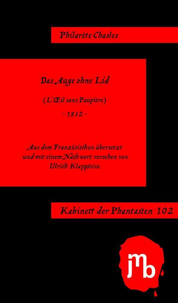 Cover: 9783959450423 | Das Auge ohne Lid | Philarète Chasles | Taschenbuch | Deutsch | 2023