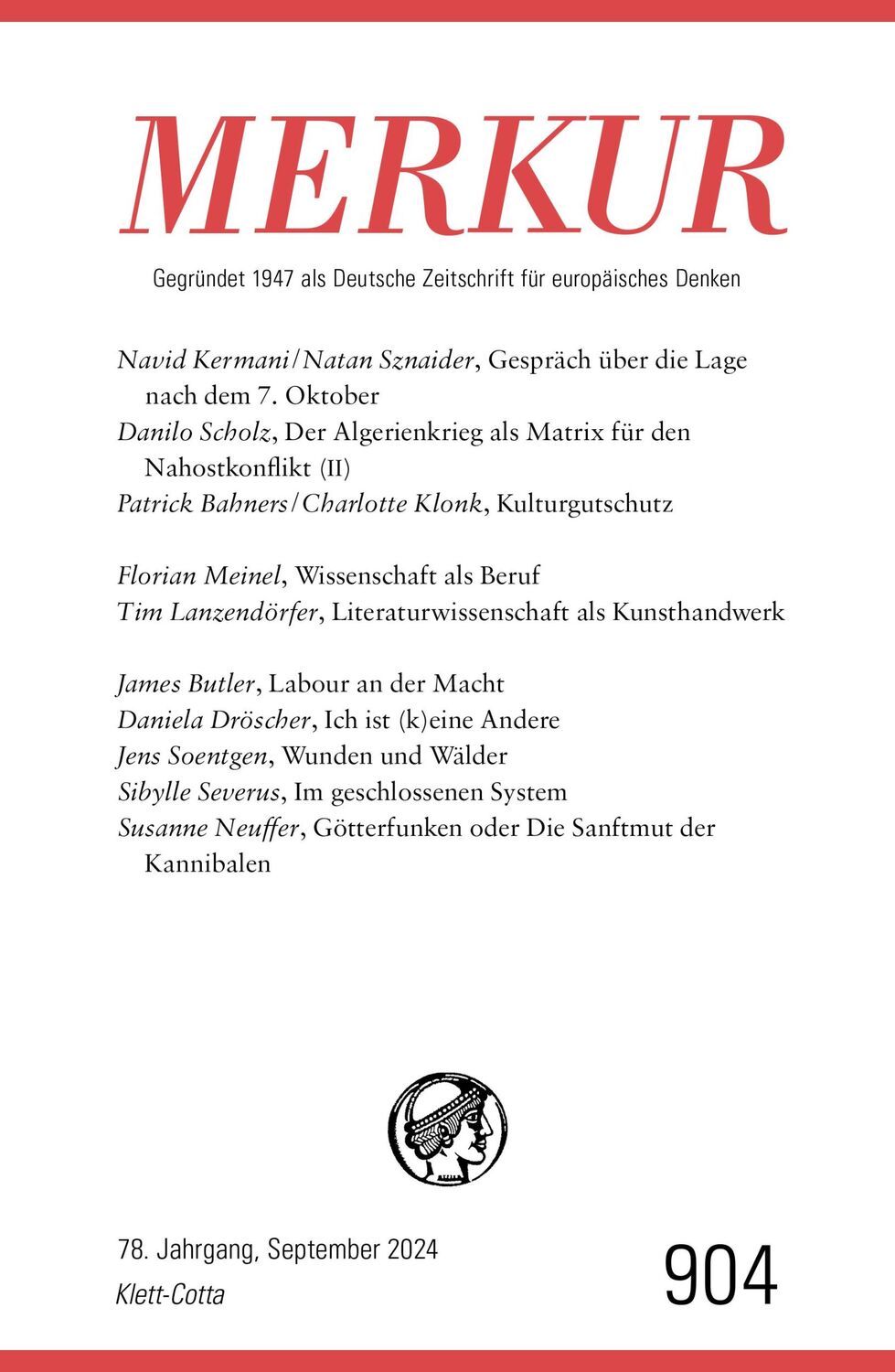 Cover: 9783608975444 | MERKUR 9/2024, Jg.78 | Christian Demand (u. a.) | Taschenbuch | 104 S.