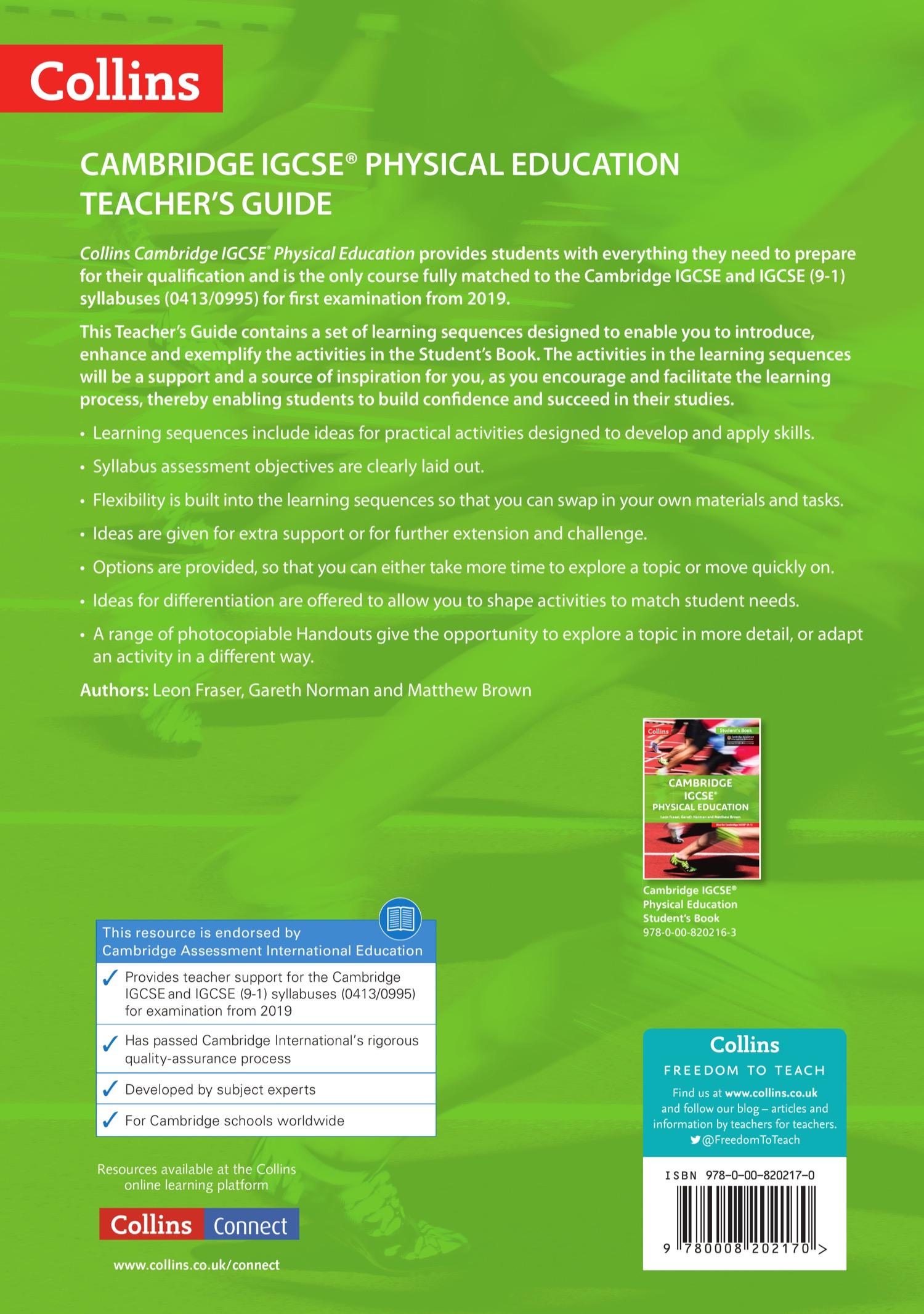 Rückseite: 9780008202170 | Cambridge IGCSE Physical Education: Teacher Guide | Fraser (u. a.)