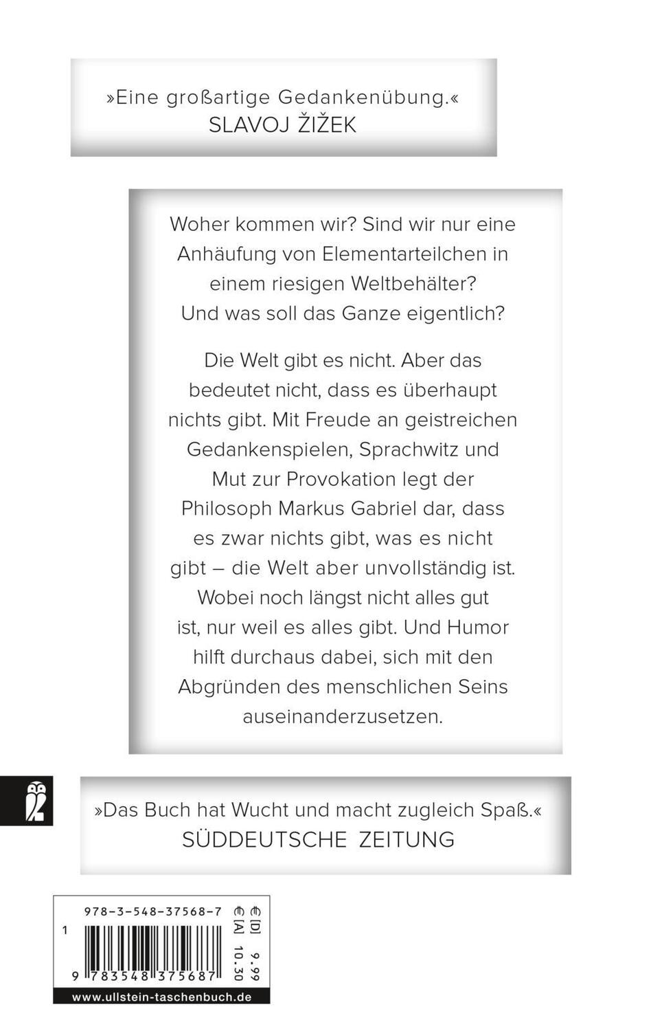 Rückseite: 9783548375687 | Warum es die Welt nicht gibt | Markus Gabriel | Taschenbuch | 272 S.