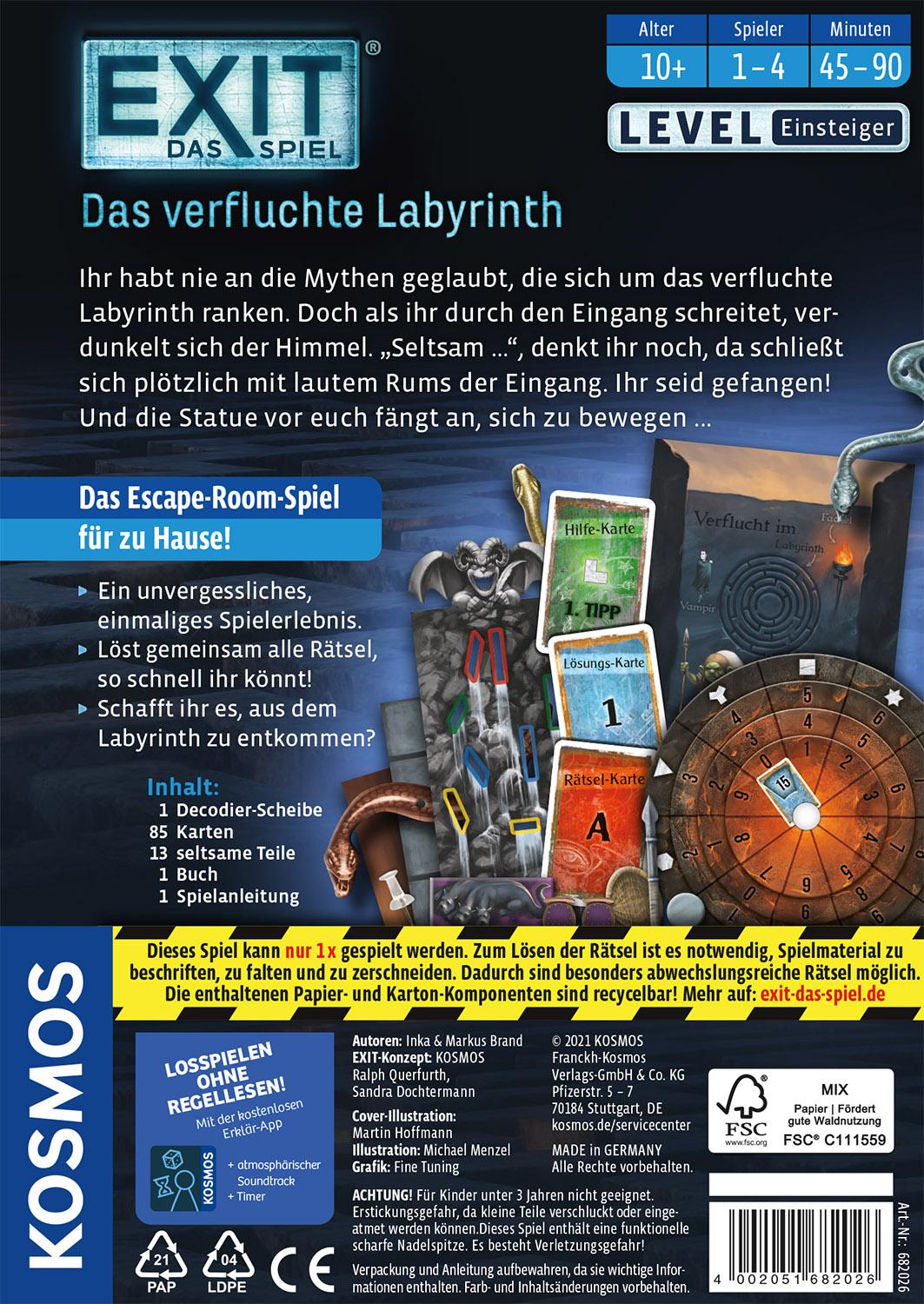 Rückseite: 4002051682026 | EXIT® - Das Spiel: Das verfluchte Labyrinth | Inka Brand (u. a.)