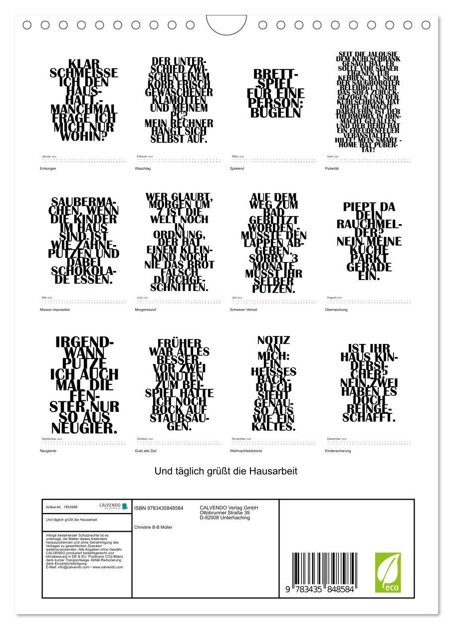 Bild: 9783435848584 | Und täglich grüßt die Hausarbeit (Wandkalender 2025 DIN A4 hoch),...