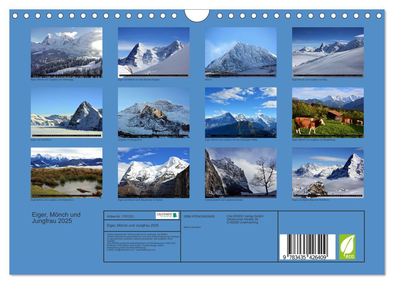 Bild: 9783435426409 | Eiger, Mönch und Jungfrau 2025 (Wandkalender 2025 DIN A4 quer),...