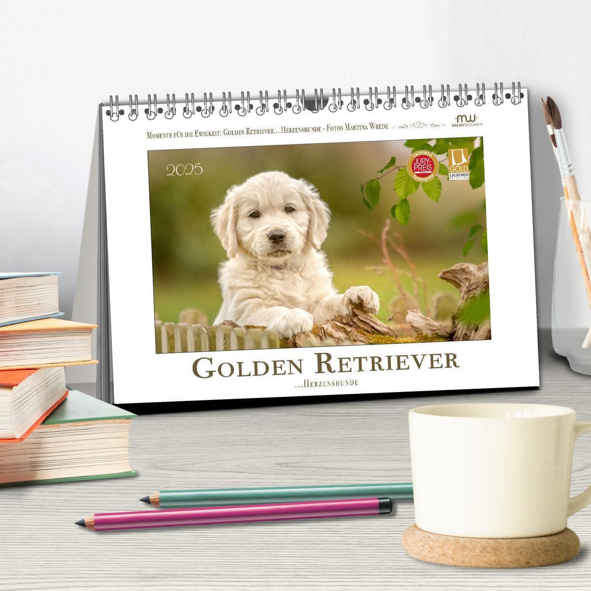 Bild: 9783383828263 | Golden Retriever... Herzenshunde (Tischkalender 2025 DIN A5 quer),...