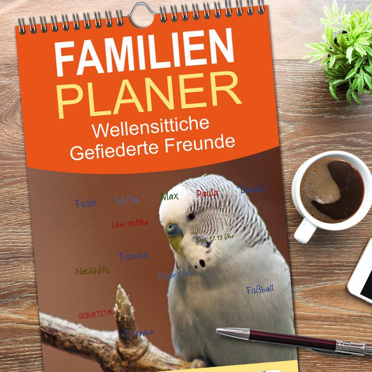 Bild: 9783457111703 | Familienplaner 2025 - Wellensittiche - Gefiederte Freunde mit 5...