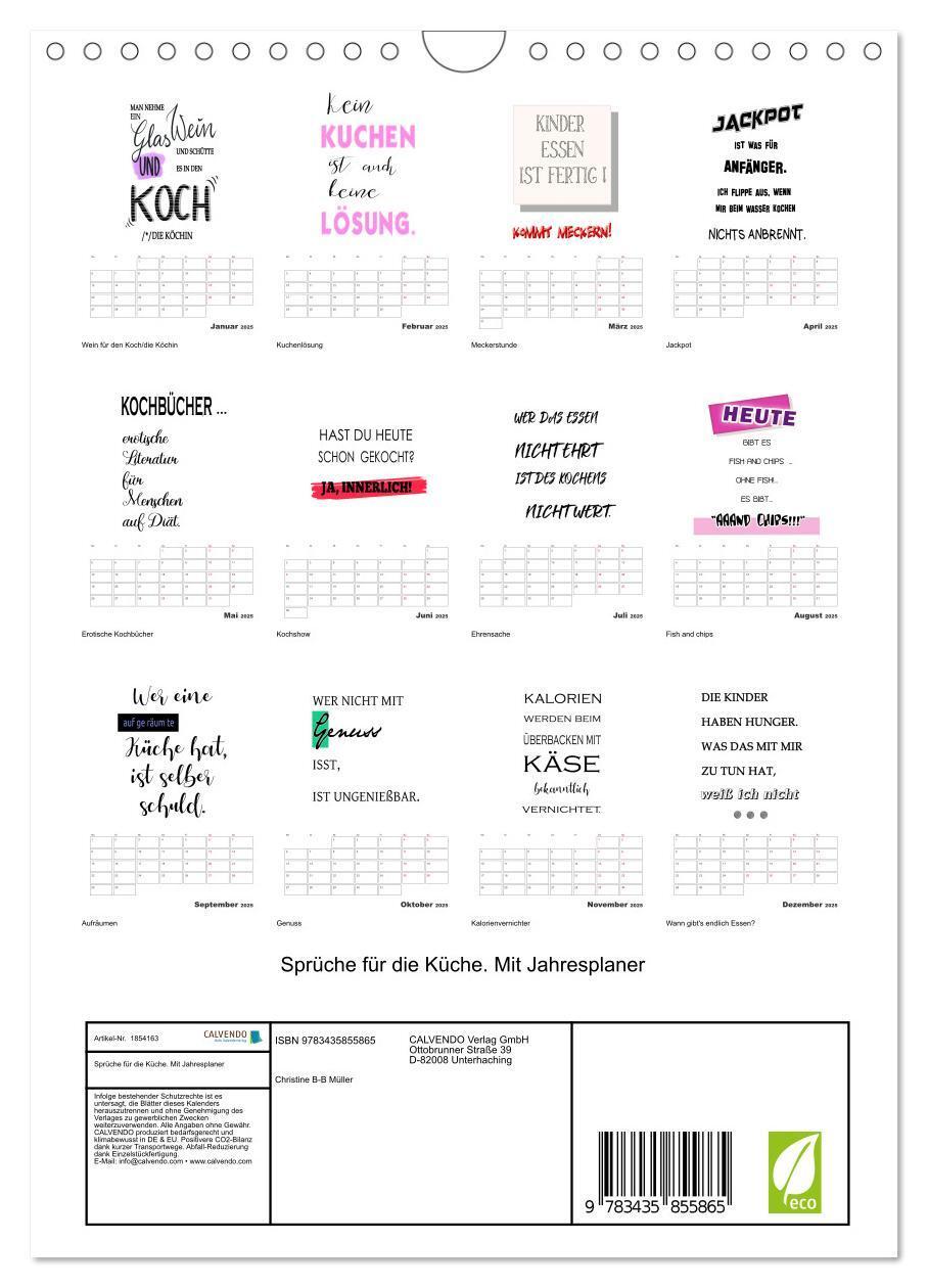 Bild: 9783435855865 | Sprüche für die Küche. Mit Jahresplaner (Wandkalender 2025 DIN A4...