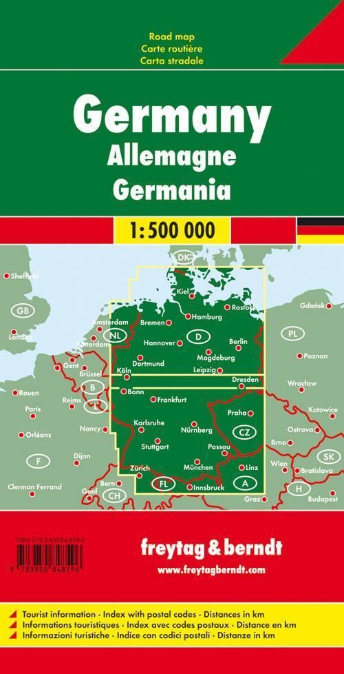 Rückseite: 9783850848596 | Deutschland, Straßenkarte 1:500.000, freytag &amp; berndt | KG | Deutsch