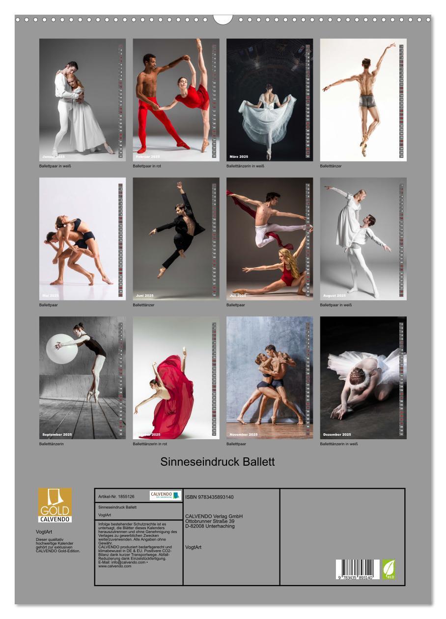 Bild: 9783435893140 | Sinneseindruck Ballett (Wandkalender 2025 DIN A2 hoch), CALVENDO...