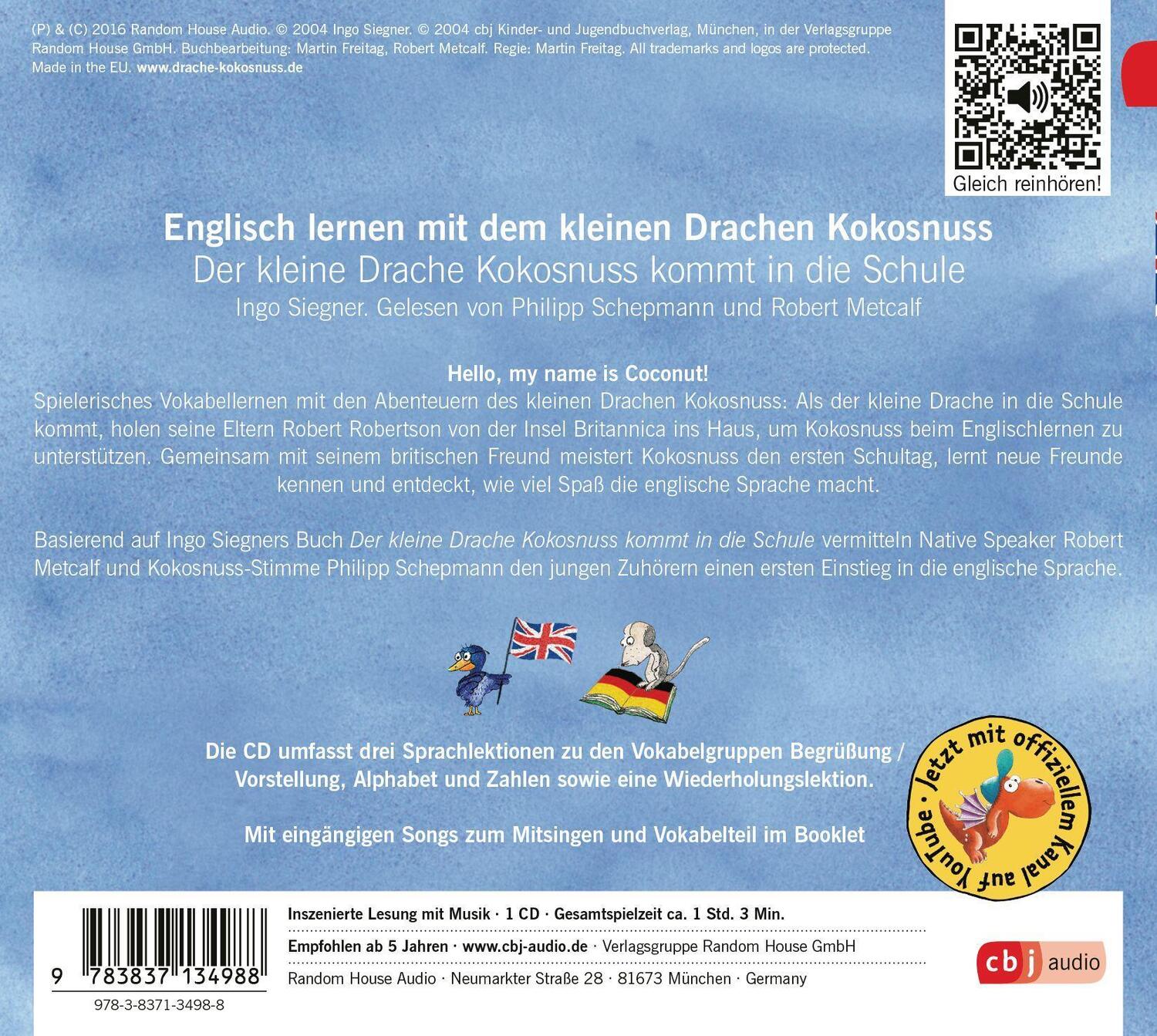 Bild: 9783837134988 | Der kleine Drache Kokosnuss 01 kommt in die Schule | Ingo Siegner | CD