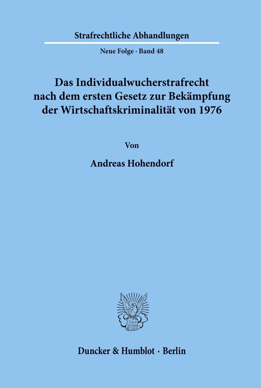 Cover: 9783428051311 | Das Individualwucherstrafrecht nach dem ersten Gesetz zur...