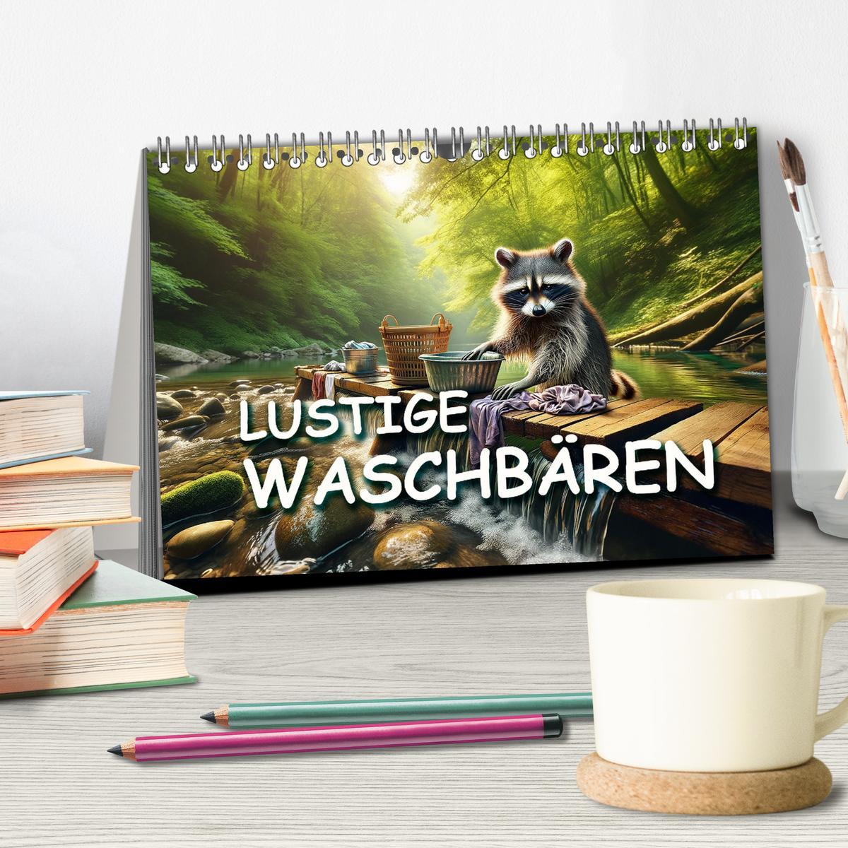 Bild: 9783383775383 | Lustige Waschbären (Tischkalender 2025 DIN A5 quer), CALVENDO...