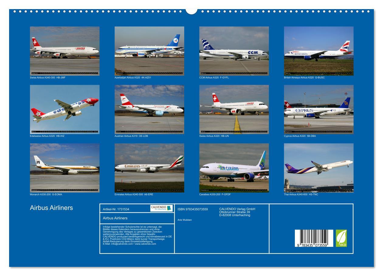 Bild: 9783435073559 | Airbus Airliners (Wandkalender 2025 DIN A2 quer), CALVENDO...