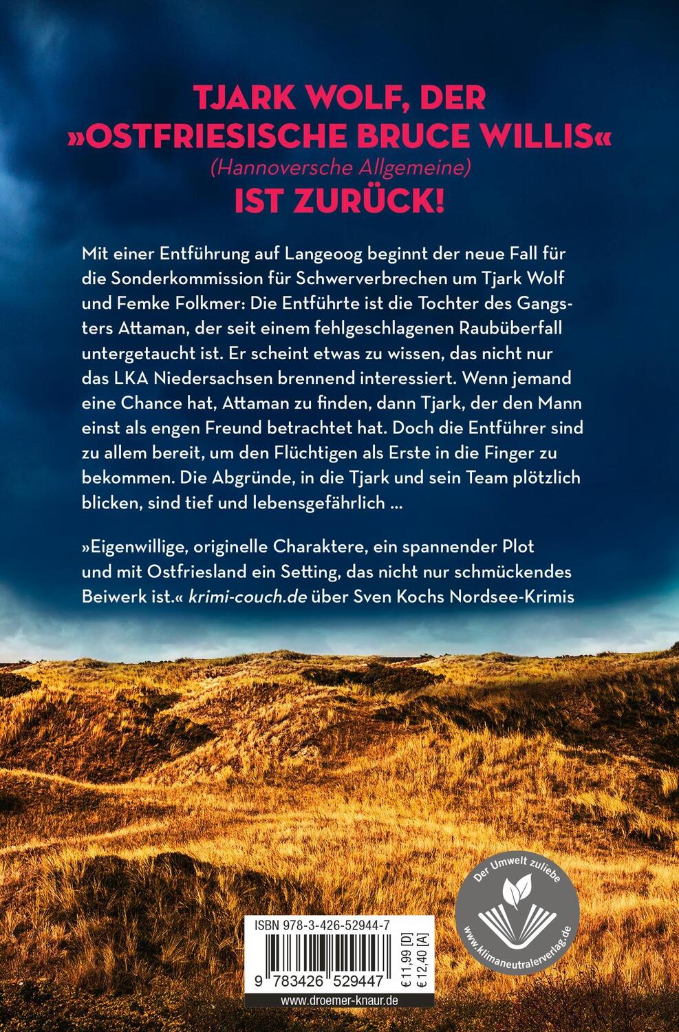 Rückseite: 9783426529447 | Dünensturm | Ein Nordseekrimi | Sven Koch | Taschenbuch | 320 S.