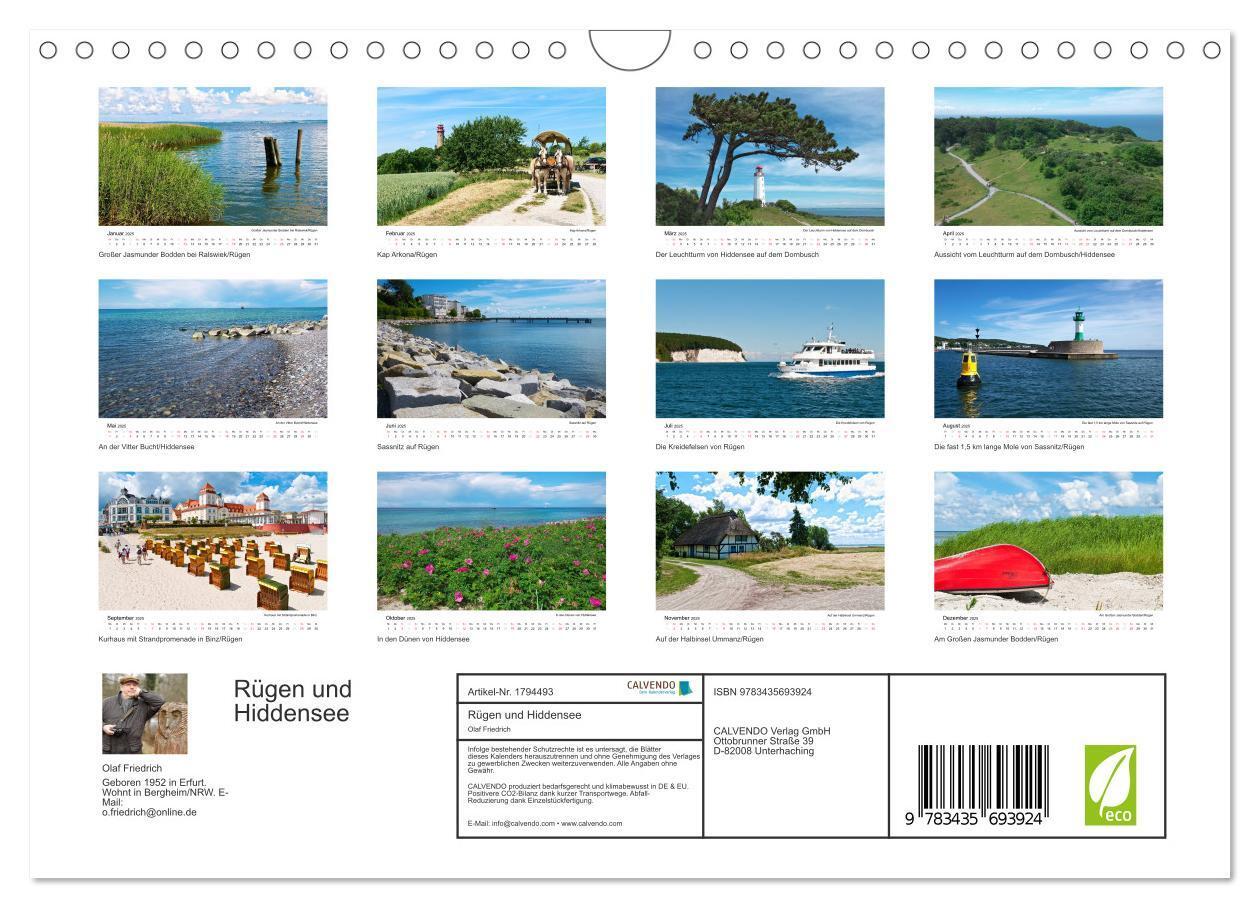 Bild: 9783435693924 | Rügen und Hiddensee (Wandkalender 2025 DIN A4 quer), CALVENDO...