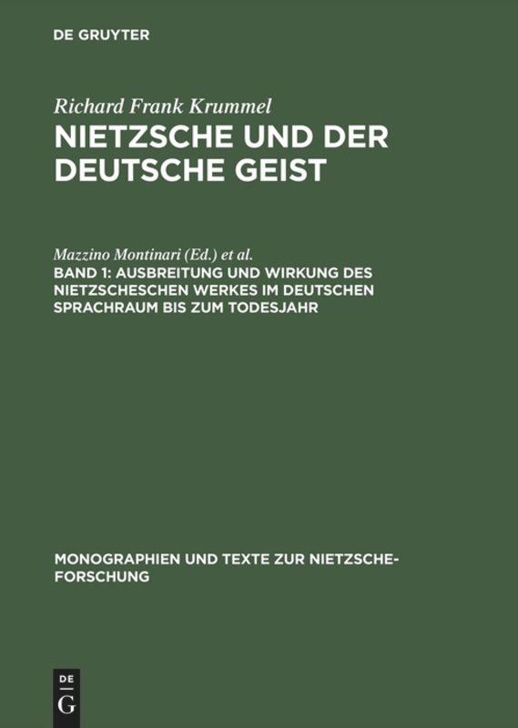 Cover: 9783110160741 | Ausbreitung und Wirkung des Nietzscheschen Werkes im deutschen...