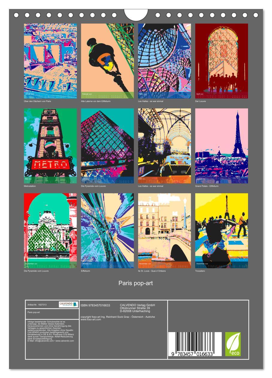 Bild: 9783457016633 | Paris pop-art (Wandkalender 2025 DIN A4 hoch), CALVENDO Monatskalender